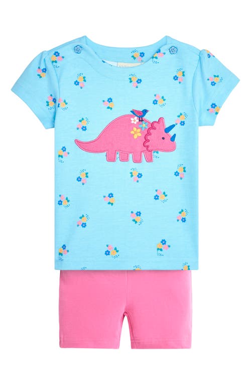 Shop Jojo Maman Bébé Jojo Maman Bebe Dinosaur Appliqué T-shirt & Shorts Set In Duck Egg