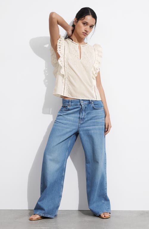 Shop & Other Stories Ruffle Sleeveless Top In White Dusty Light