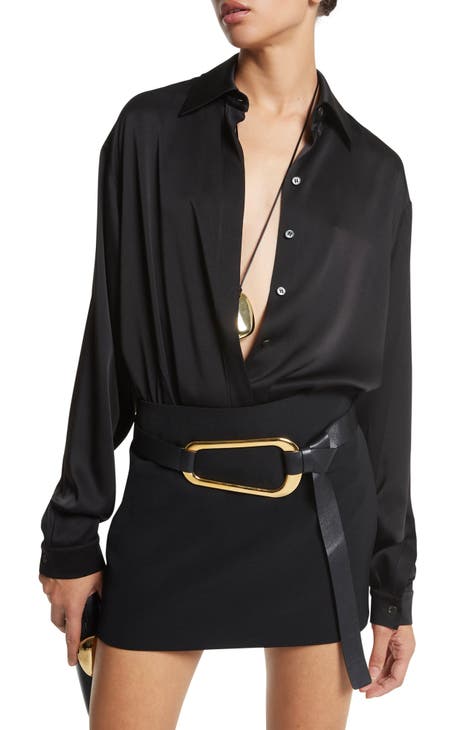 Michael Kors Womens Size L Black Sleeveless Blouse Tank Top Blouse Gold  Detail