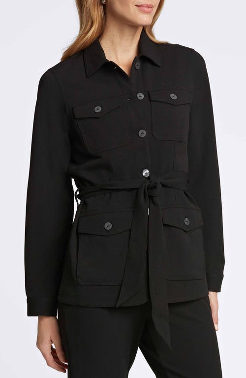 Foxcroft Stella Crepe Knit Utility Jacket In Black