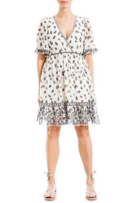 Shop Max Studio Floral Short Sleeve Dress In Ivory/black Lacey Daisy