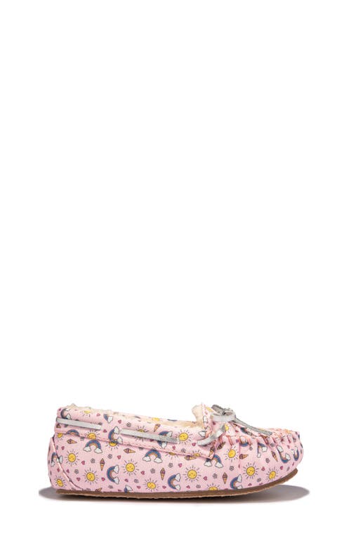 Minnetonka Kids' Print Slipper In Pink Summer