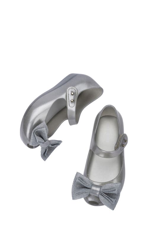 Shop Mini Melissa Kids' Ultragirl Sweet X Mary Jane Flat In Pearly Silver