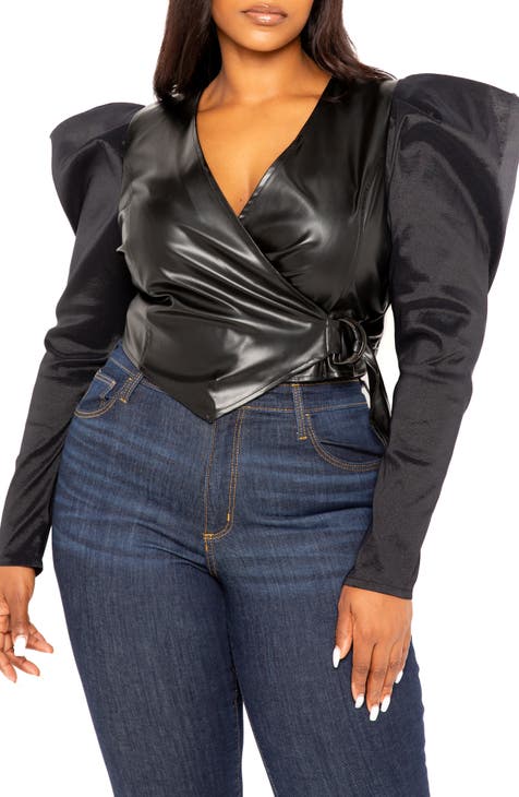 Faux Leather Plus-Size Tops for Women