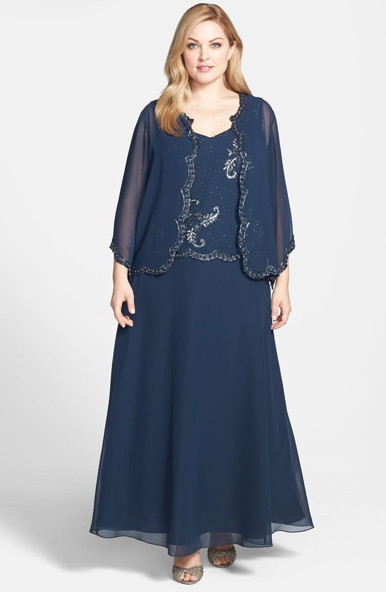 J Kara Beaded Gown & Jacket (Plus Size) | Nordstrom