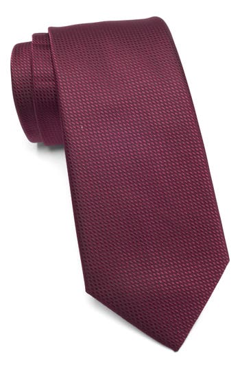 Tom Baine Textured Box Satin Tie In Red
