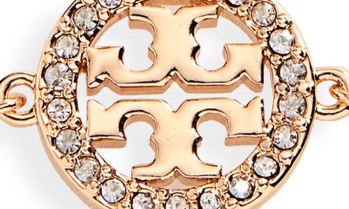 Tory Burch Pave Logo Miller Chain Bracelet In Tory Gold/crystal