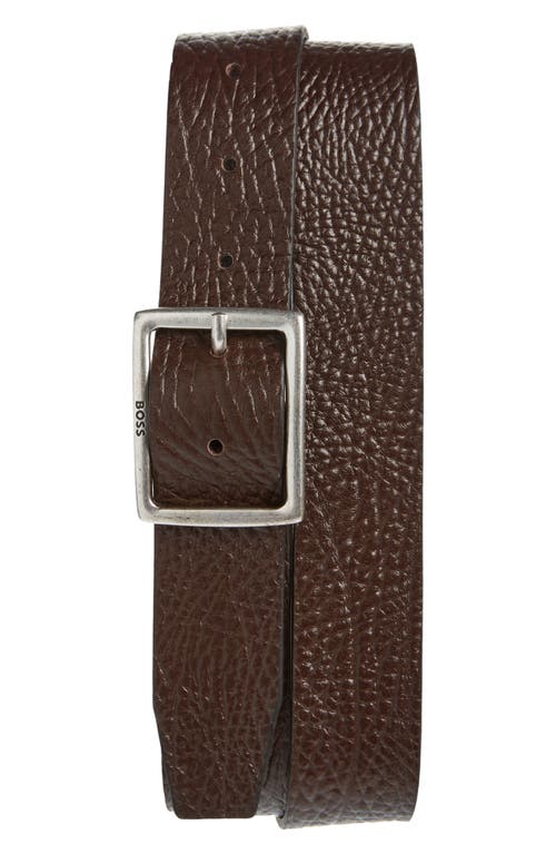 BOSS Rudolph Leather Belt Dark Brown at Nordstrom,