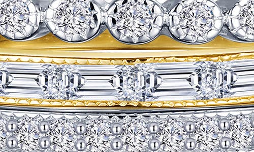 Lafonn Set Of 3 Simulated Diamond Stackable Rings In Gold/silver