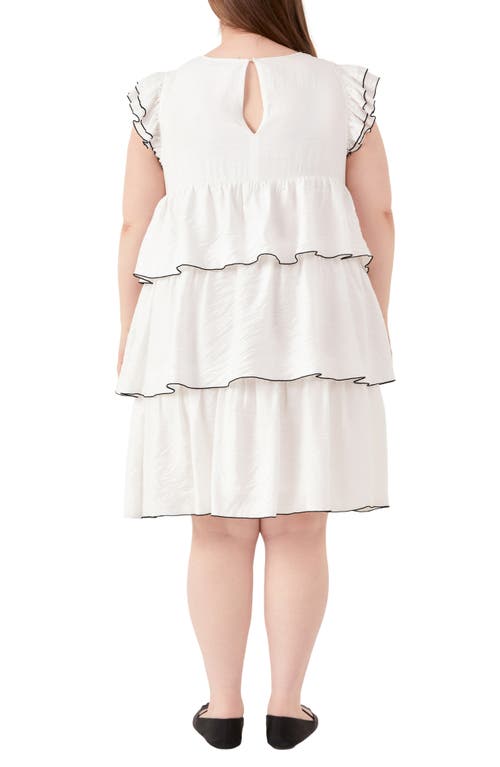 English Factory Contrast Detail Ruffle Babydoll Dres In White