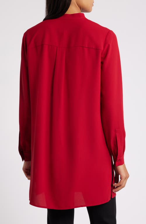 Shop Anne Klein Long Sleeve Woven Tunic In Titian Red