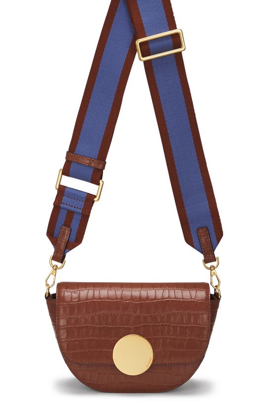 Shop Oryany Lottie Croc Embossed Crossbody Bag In Toffee Tan