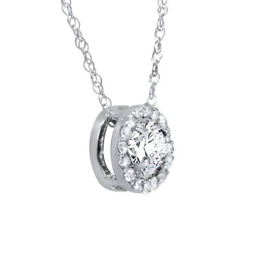 Bliss Diamond 1/2ct Diamond Halo Pendant 14k Gold Lab Grown In 14k White Gold