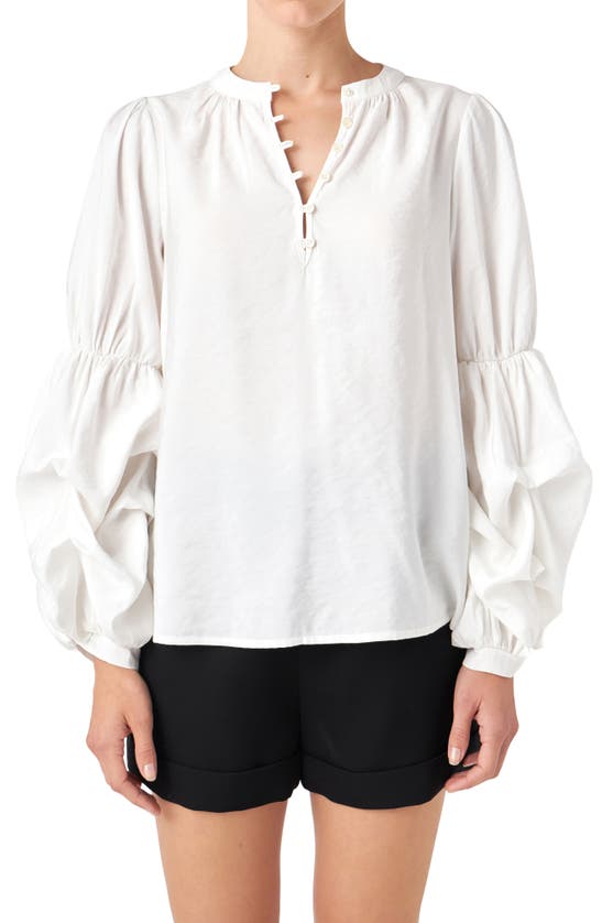 ENGLISH FACTORY ENGLISH FACTORY GATHERED SLEEVE BLOUSE