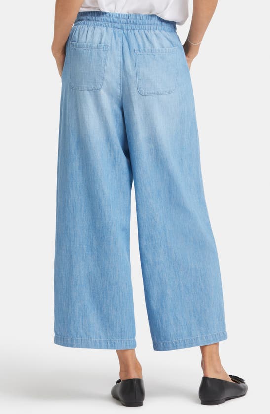 Shop Nydj Jayne Cotton Pull-on Ankle Wide Leg Jeans In Riviera Sky