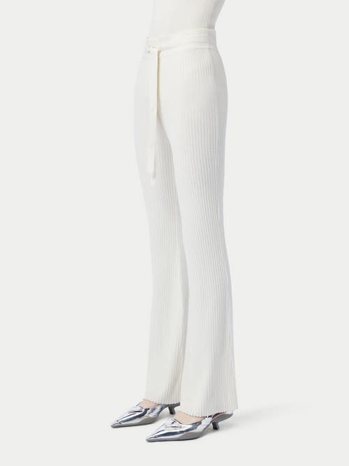 Gobi Mongolian Cashmere Drawstring Ribbed Cotton Silk Cashmere Blend Flares In Whisper White