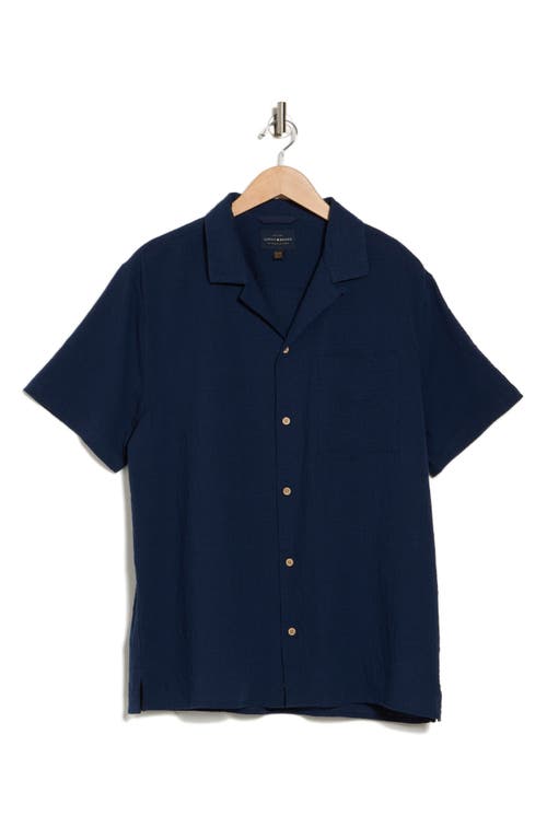 Shop Lucky Brand Crinkle Club Camp Shirt In Dress Blue