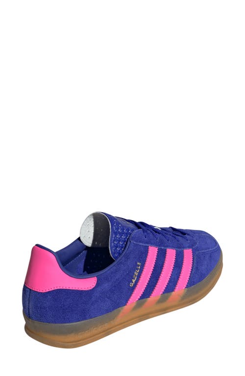 Shop Adidas Originals Adidas Gazelle Indoor Sneaker In Blue/lucid Pink/gum 3