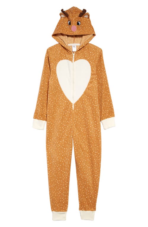 Tucker + Tate Hooded One-Piece Pajamas in Tan Doe Dotted Fawn