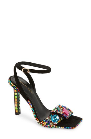 Azalea Wang Sequin Platform Sandal In Black
