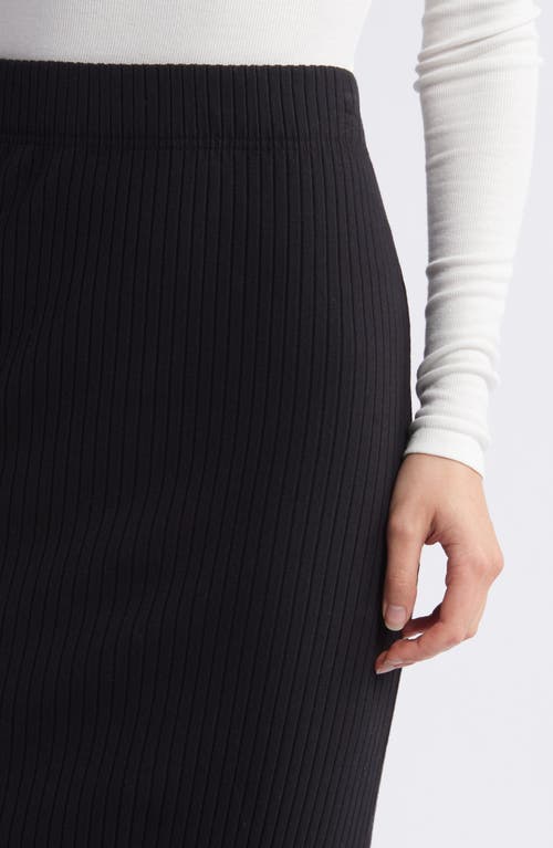 Rails Angie Side Slit Rib Midi Skirt In True Black