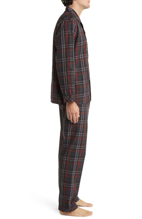 Shop Majestic International Masons Easy Care Plaid Woven Pajamas In Charcoal/burgundy