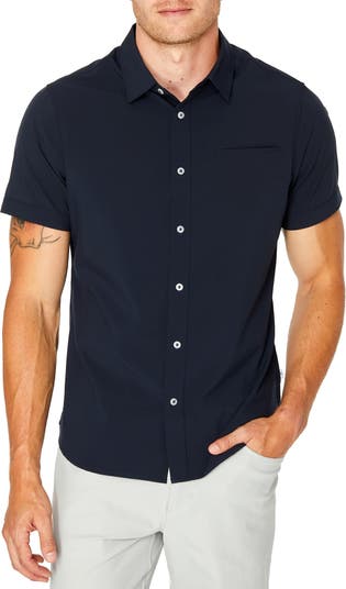 7 Diamonds Grant Slim Fit Solid Stretch Short Sleeve Button-Up Shirt ...