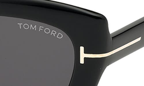 Shop Tom Ford Anya 55mm Cat Eye Sunglasses In Shiny Black/smoke
