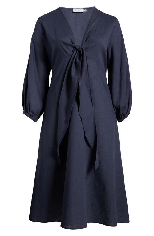 Shop Harshman Novella Long Sleeve Cotton & Linen Maxi Dress In Dark Indigo