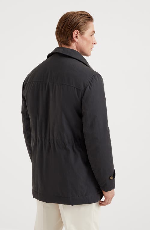 Shop Brunello Cucinelli Techno Cotton Gabardine Outerwear Jacket With Thermore® Padding In Anthracite