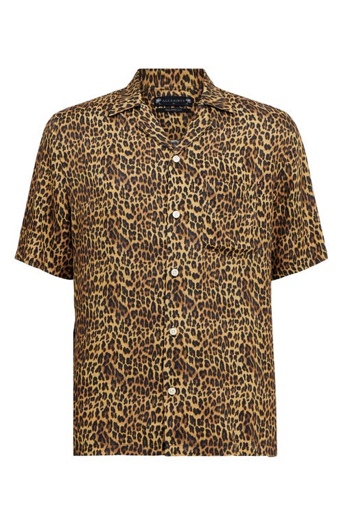 Shop Allsaints Carcle Oversize Leopard Print Camp Shirt In Blink Taupe