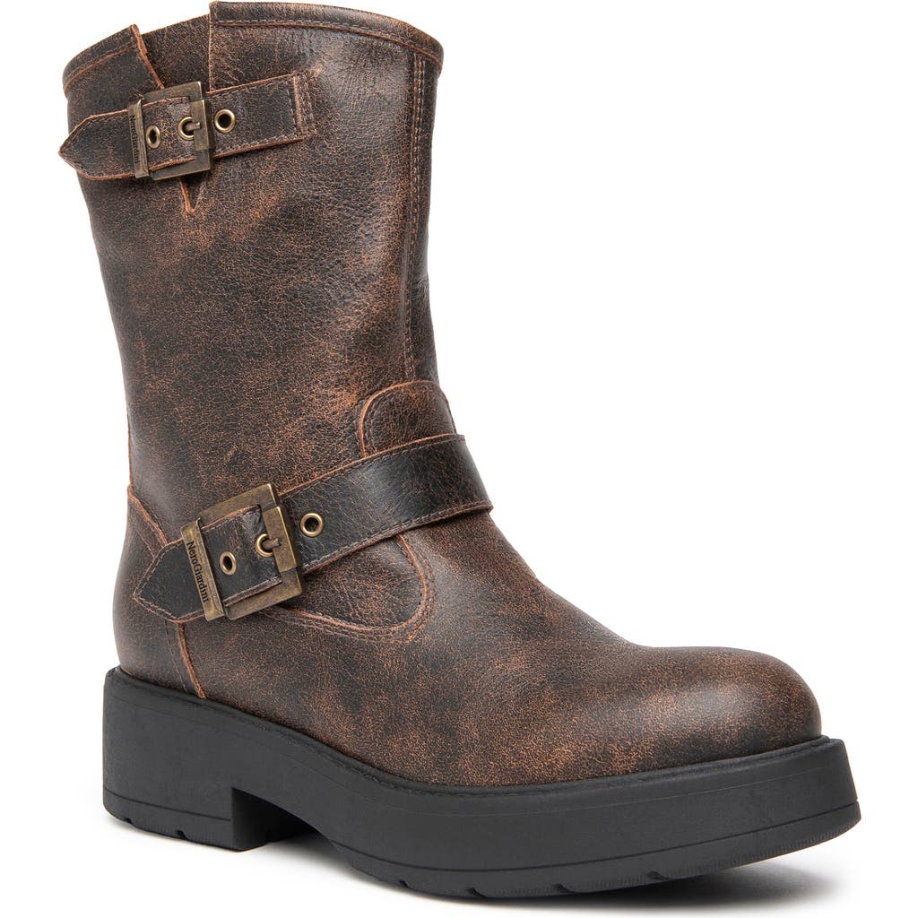 NeroGiardini Double Buckle Moto Bootie in Brown