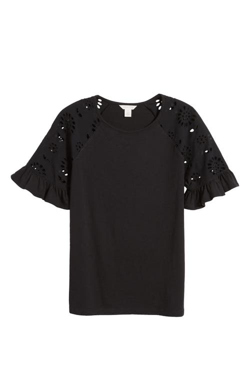 Shop Caslon ® Eyelet Sleeve T-shirt In Black