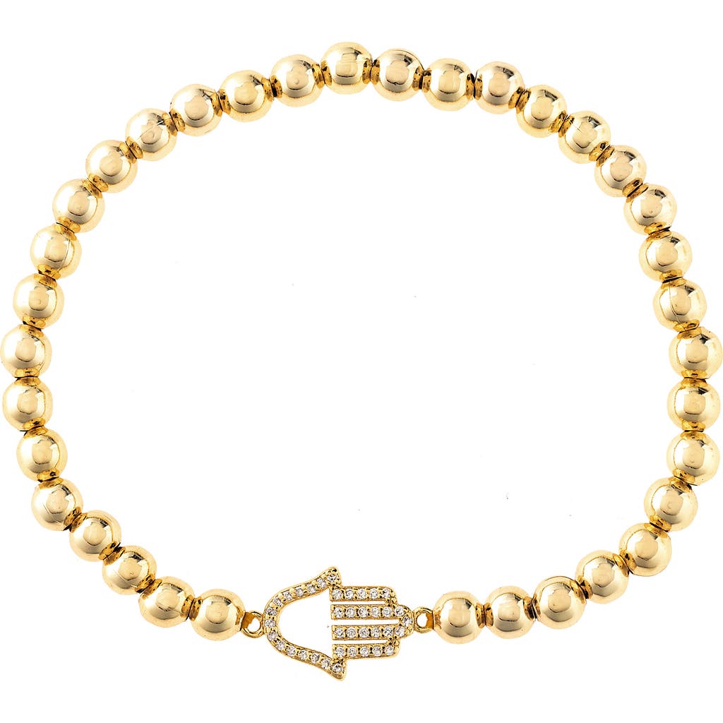 Rivka Friedman Hamsa Cz Beaded Bracelet In 18k Gold Clad
