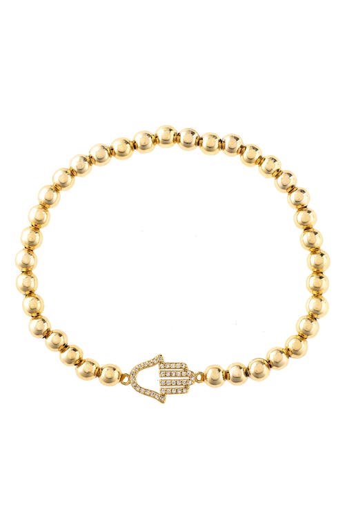 Rivka Friedman Hamsa Cz Beaded Bracelet In 18k Gold Clad