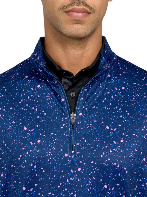 Construct Con.struct Paint Splatter Print Performance Quarter Zip In Navy/pink