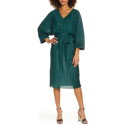 French Connection Regi Dolman Sleeve Plisse Dress, Green