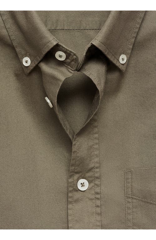 Shop Mango Regular Fit Oxford Button-down Shirt In Khaki Green