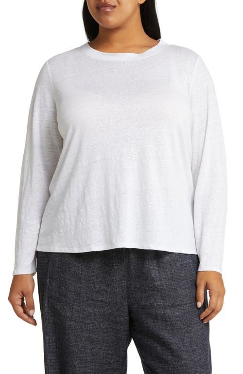 Eileen Fisher Organic Linen Long Sleeve T-Shirt White at Nordstrom,