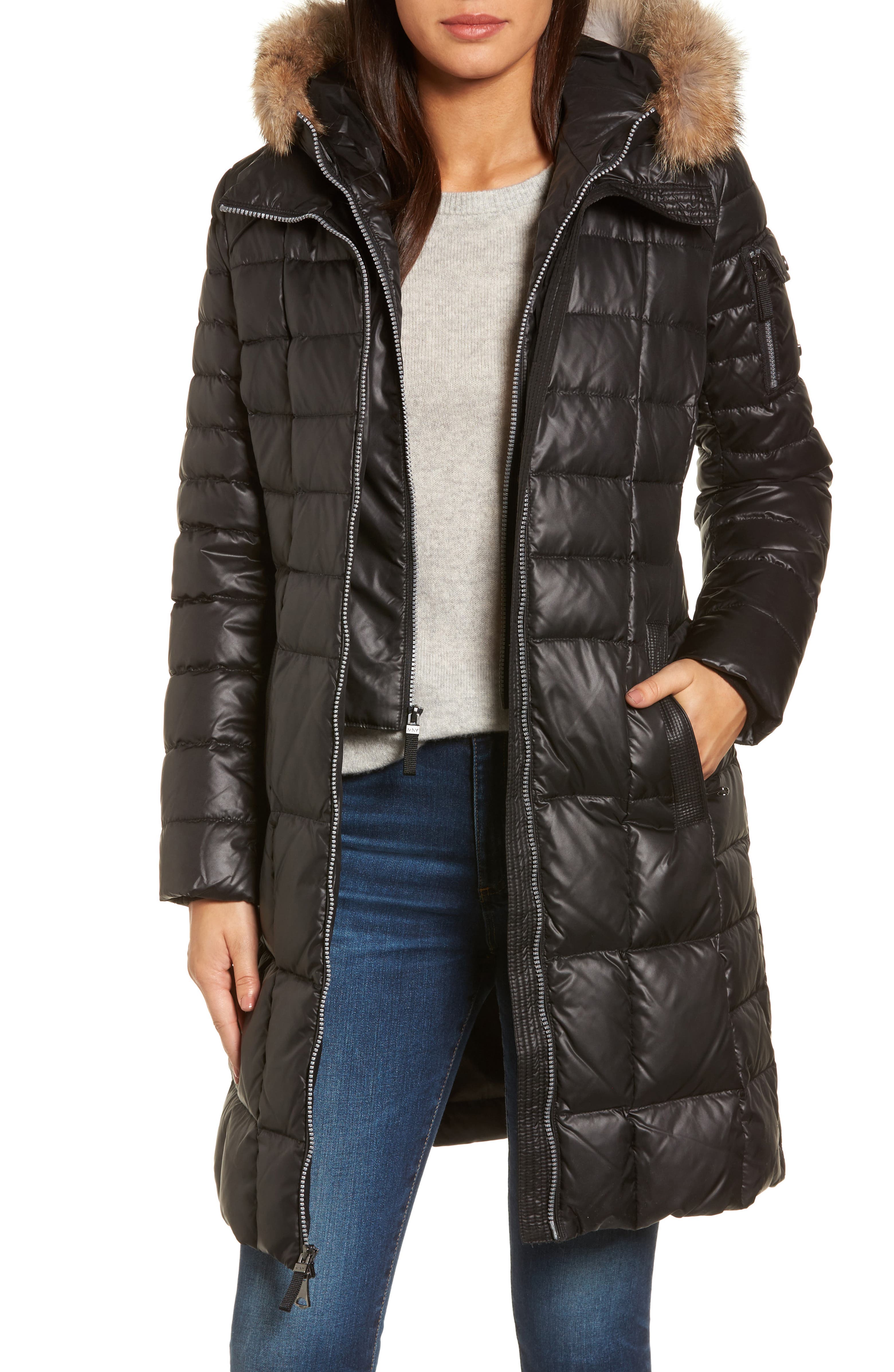 Andrew Marc Quilted Coat with Genuine Coyote Fur | Nordstrom