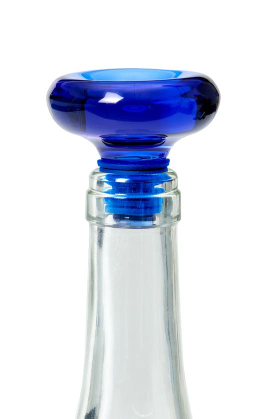 Shop Areaware Hobnob Glass Bottle Stopper In Blue