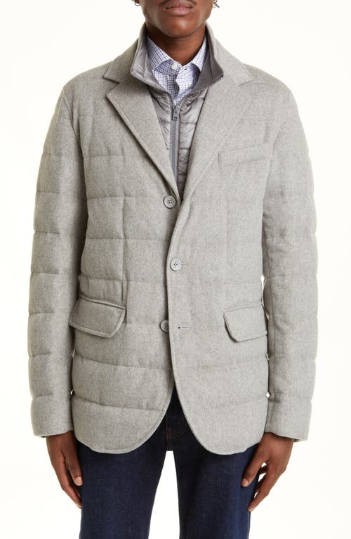 Herno Loro Piana Rain System® Cashmere Jacket with Removable Bib in Grey White