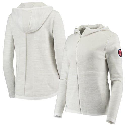 Women's Levelwear Heathered White Chicago Cubs Cora Asymmetrical Full-Zip Jacket