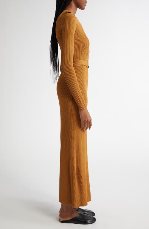 Shop Proenza Schouler Lauryn Long Sleeve Rib Sweater Dress In Dark Camel