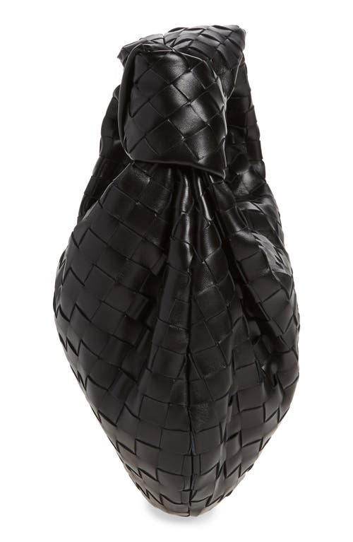 Bottega Veneta Jodie Teen Mini Knotted Intrecciato Leather Tote In Black-gold