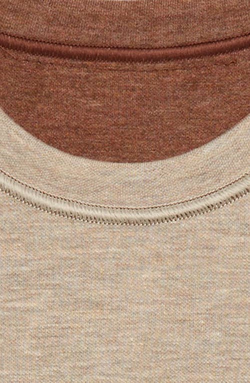 Johnston & Murphy Kids' Solid Reversible Crewneck Long Sleeve T-shirt In Rust/oatmeal
