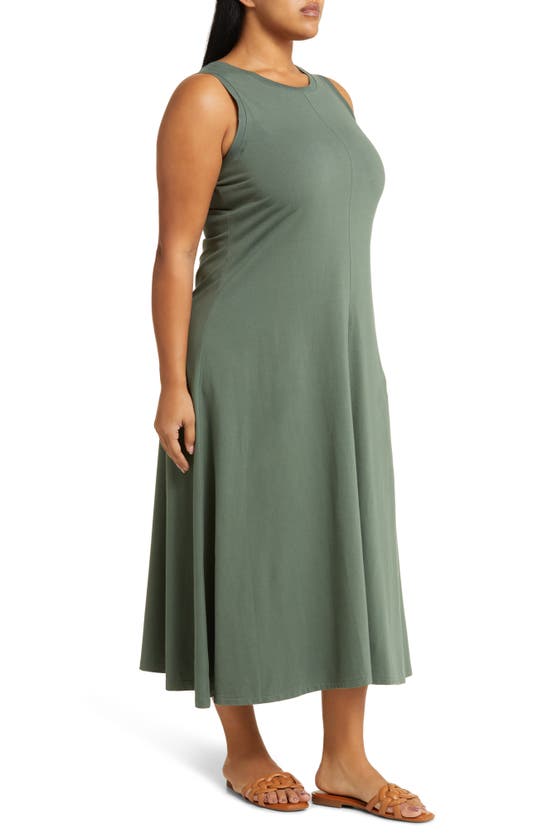 Shop Nordstrom Sleeveless Cotton Knit Dress In Green Duck