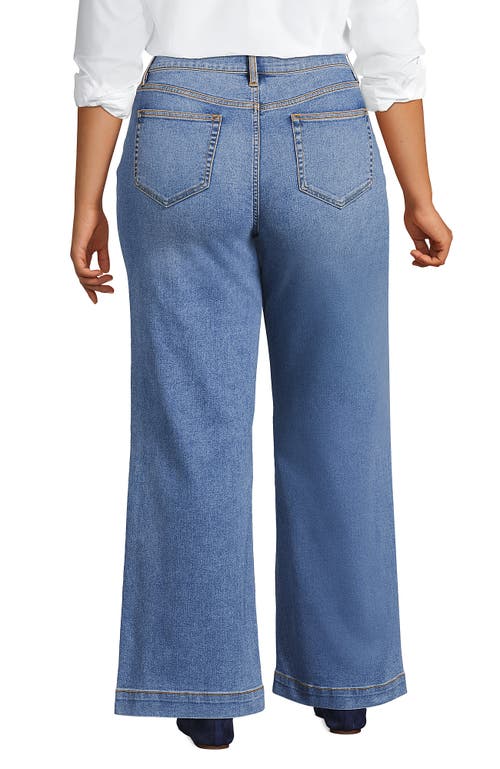 Shop Lands' End Plus Size Recover High Rise Wide Leg Blue Jeans In Beau Blue