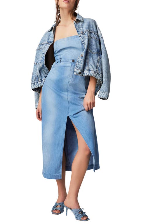 Free People Strapless Denim Midi Dress Allure at Nordstrom,