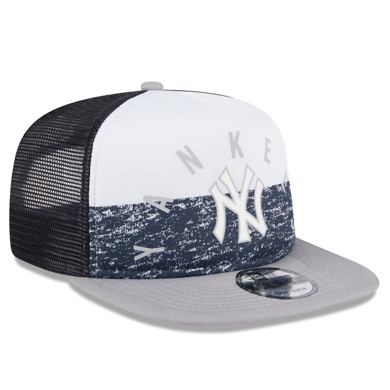 Shop New Era White/gray New York Yankees Team Foam Front A-frame Trucker 9fifty Snapback Hat